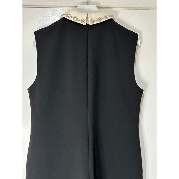 J. Crew Embellished Collared Shift Dress Black Stretch Crepe Black Size 12 NWT - Picture 12 of 15